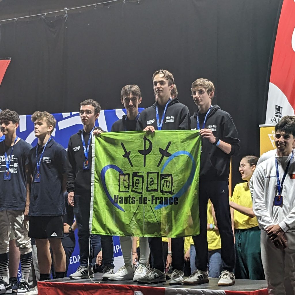 Podium équipe N2, épée homme (équipe HDF 1), FDJ 2023, Albi